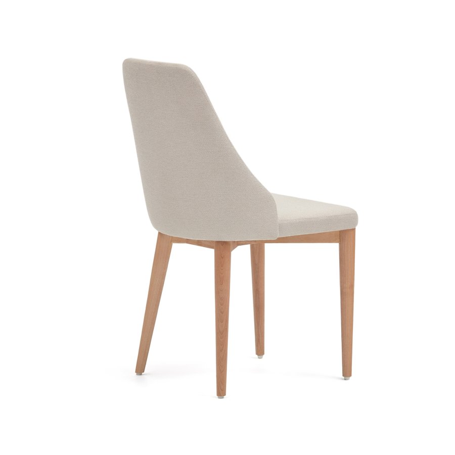 KAVE HOME Rosie spisebordstol - beige chenillestoff og naturlig ask