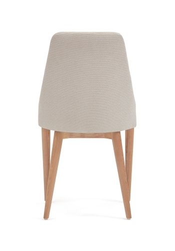 KAVE HOME Rosie spisebordstol - beige chenillestoff og naturlig ask