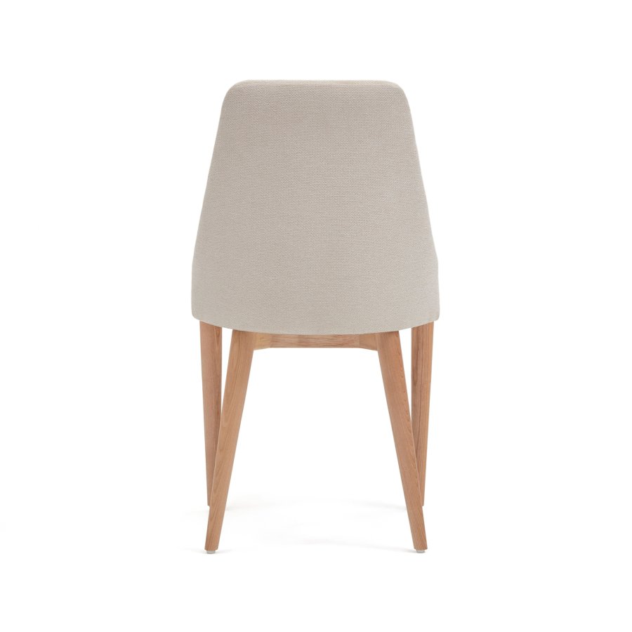 KAVE HOME Rosie spisebordstol - beige chenillestoff og naturlig ask