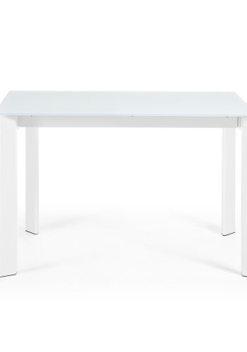 KAVE HOME Axis spisebord, med butterfly bordplate - hvitt glass og hvitt stl (120(180)x80)