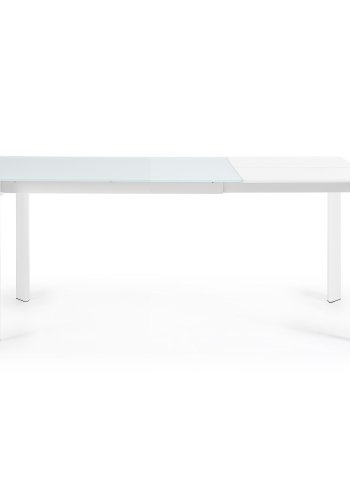 KAVE HOME Axis spisebord, med butterfly bordplate - hvitt glass og hvitt stl (120(180)x80)
