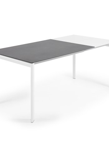 KAVE HOME Axis spisebord, med butterfly bordplate - grtt porselen og hvitt stl (120(180)x80)