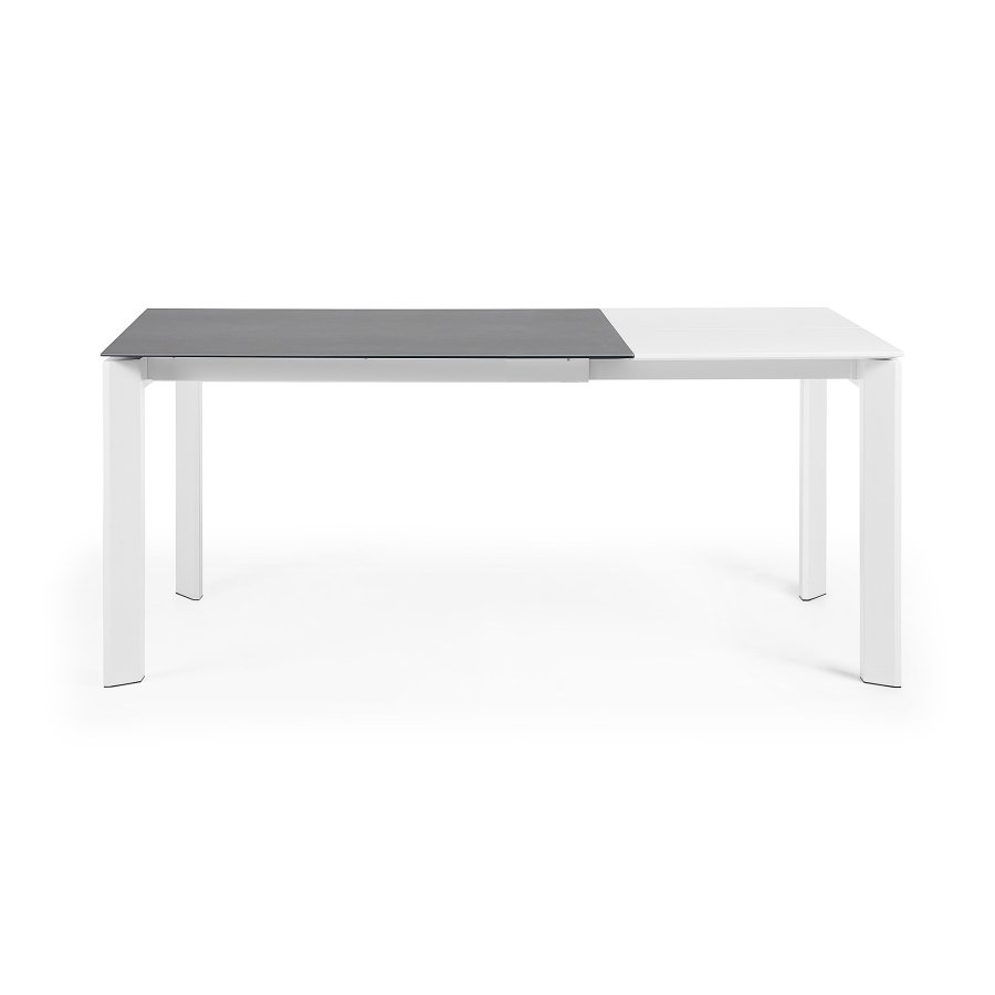 KAVE HOME Axis spisebord, med butterfly bordplate - grtt porselen og hvitt stl (120(180)x80)