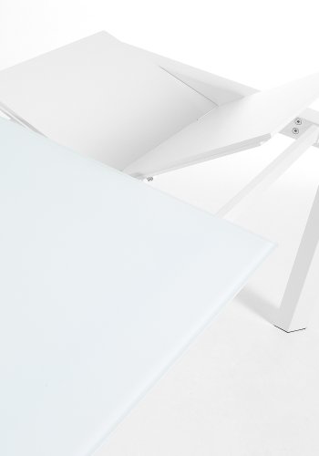 KAVE HOME Axis spisebord, med butterfly bordplate - hvitt glass og hvitt stl (140(200)x90)