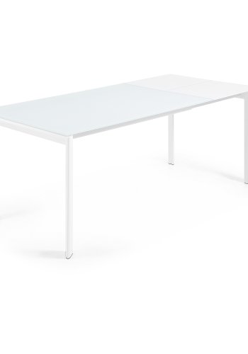 KAVE HOME Axis spisebord, med butterfly bordplate - hvitt glass og hvitt stl (140(200)x90)