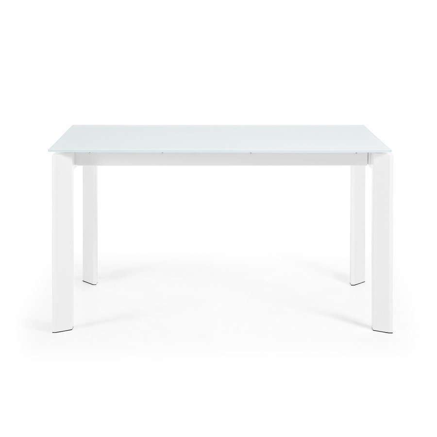 KAVE HOME Axis spisebord, med butterfly bordplate - hvitt glass og hvitt stl (140(200)x90)