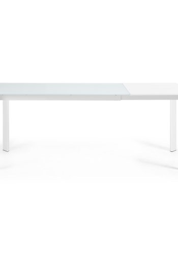 KAVE HOME Axis spisebord, med butterfly bordplate - hvitt glass og hvitt stl (140(200)x90)