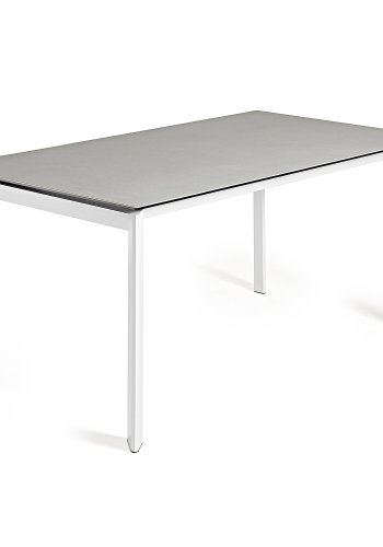 KAVE HOME Axis uttrekkbart porselensbord i Hydra Lead-finish med hvite stlben 140 (200) cm