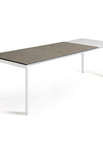 KAVE HOME Axis uttrekkbart porselensbord i vulkanask-finish med hvite stlben 140 (200) cm