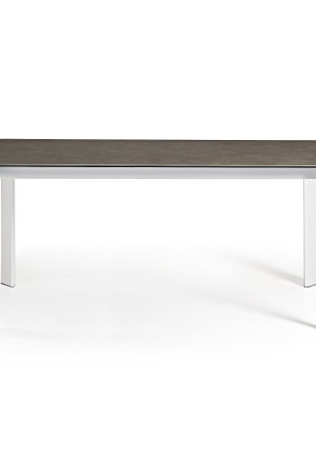 KAVE HOME Axis uttrekkbart porselensbord i vulkanask-finish med hvite stlben 140 (200) cm