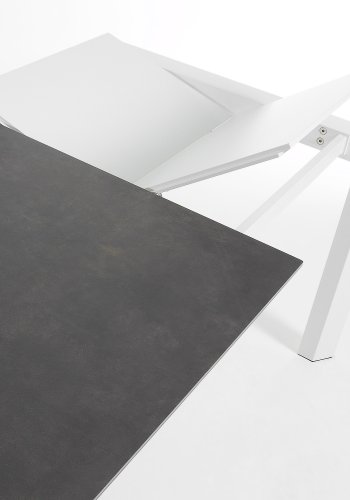 KAVE HOME Axis spisebord, med butterfly bordplate - grtt porselen og hvitt stl (140(200)x90)