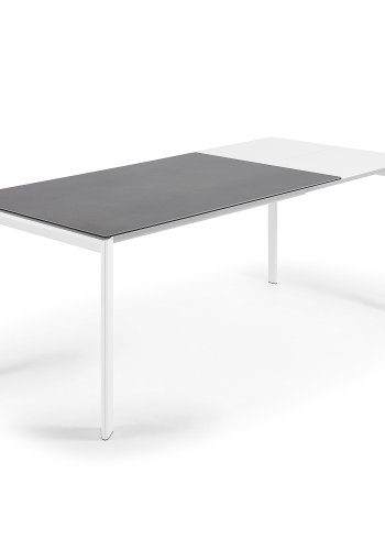 KAVE HOME Axis spisebord, med butterfly bordplate - grtt porselen og hvitt stl (140(200)x90)