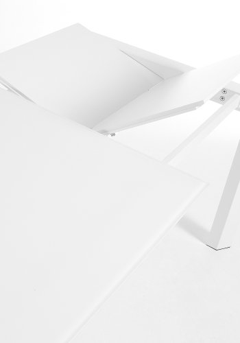 KAVE HOME Axis spisebord, med butterfly bordplate - hvitt glass og hvitt stl (160(220)x90)