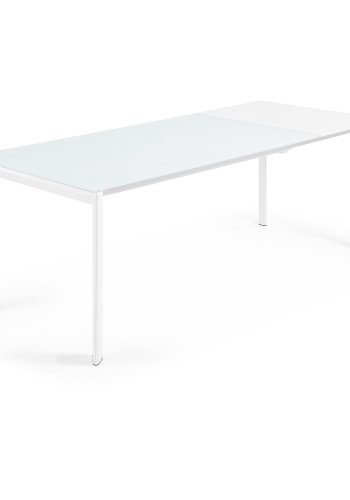KAVE HOME Axis spisebord, med butterfly bordplate - hvitt glass og hvitt stl (160(220)x90)
