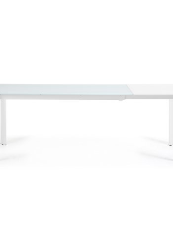 KAVE HOME Axis spisebord, med butterfly bordplate - hvitt glass og hvitt stl (160(220)x90)