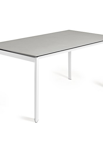 KAVE HOME Axis uttrekkbart porselensbord i Hydra Lead-finish med hvite ben 160 (220) cm
