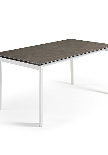  KAVE HOME Axis spisebord, m. butterflybordplade - Vulcano Ceniza porceln og hvid stl (160(220)
