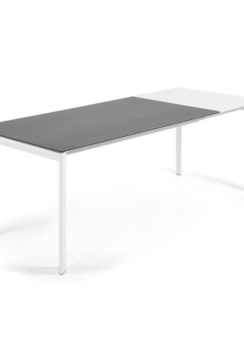 KAVE HOME Axis spisebord, med butterfly bordplate - grtt porselen og hvitt stl (160(220)x90)