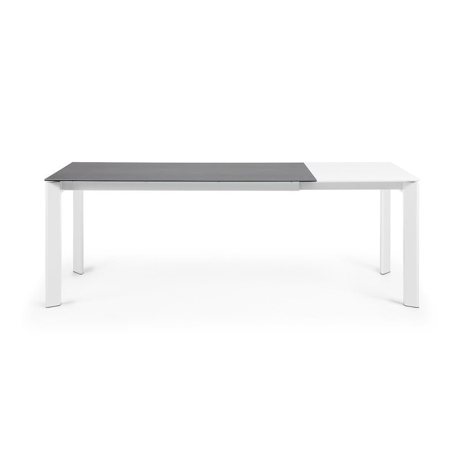 KAVE HOME Axis spisebord, med butterfly bordplate - grtt porselen og hvitt stl (160(220)x90)