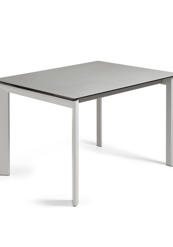 KAVE HOME Axis Esstisch, mit Schmetterlingstischplatte - Hydra Plomo Porzellan und grauer Stahl (120(180)