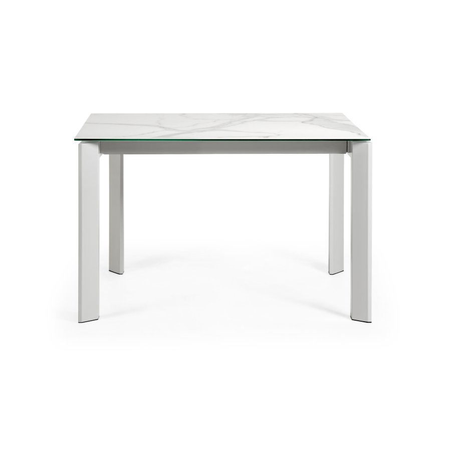 KAVE HOME Axis uttrekkbart porselensbord i hvit Kalos-finish med gr ben 120 (180) cm