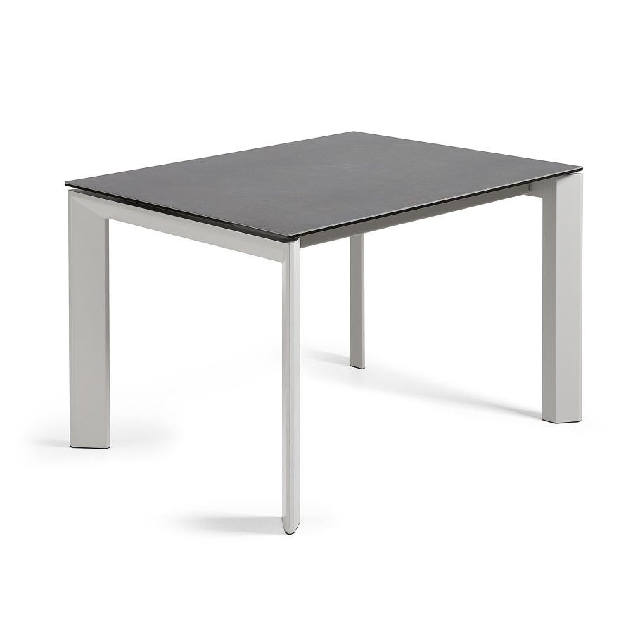 KAVE HOME Axis uttrekkbart porselensbord i Volcano Rock-finish med gr stlben 120 (180) cm