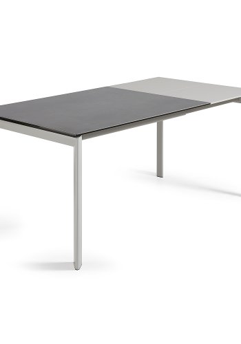 KAVE HOME Axis uttrekkbart porselensbord i Volcano Rock-finish med gr stlben 120 (180) cm