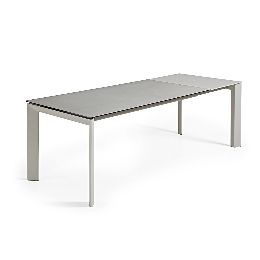 KAVE HOME Axis uttrekkbart porselensbord i Hydra Lead-finish med gr stlben 140 (200) cm