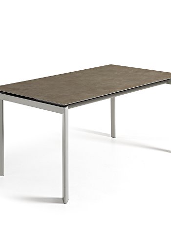 KAVE HOME Axis uttrekkbart porselensbord i vulkanask-finish med gr stlben 140 (200) cm