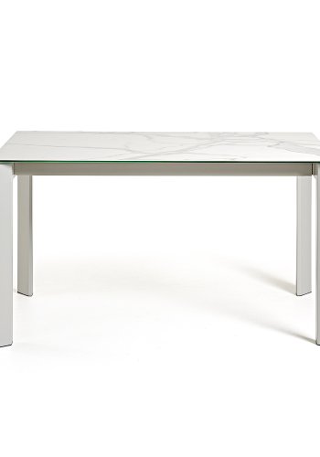 KAVE HOME Axis uttrekkbart porselensbord i hvit Kalos-finish med gr ben 160 (220) cm