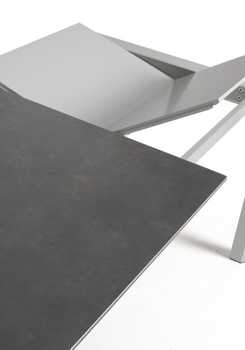 KAVE HOME Axis spisebord, med butterfly bordplate - grtt porselen og grtt stl (160(220)x90)