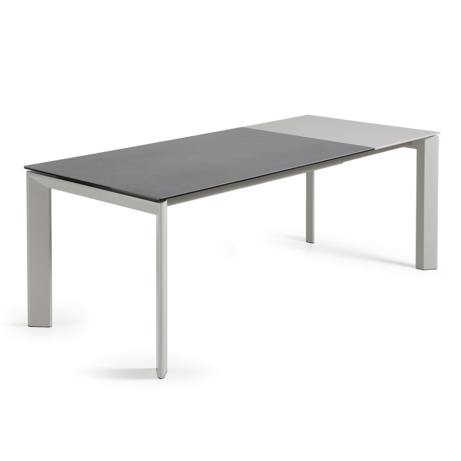 KAVE HOME Axis spisebord, med butterfly bordplate - grtt porselen og grtt stl (160(220)x90)