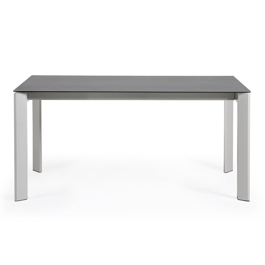 KAVE HOME Axis spisebord, med butterfly bordplate - grtt porselen og grtt stl (160(220)x90)