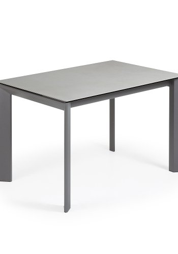 KAVE HOME Axis Esstisch, mit Butterfly-Tischplatte - Hydra Plomo Porzellan/anthrazitgrauer Stahl (120(180)