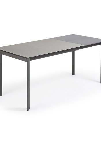 KAVE HOME Axis Esstisch, mit Butterfly-Tischplatte - Hydra Plomo Porzellan/anthrazitgrauer Stahl (120(180)