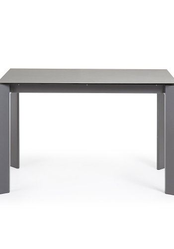 KAVE HOME Axis Esstisch, mit Butterfly-Tischplatte - Hydra Plomo Porzellan/anthrazitgrauer Stahl (120(180)