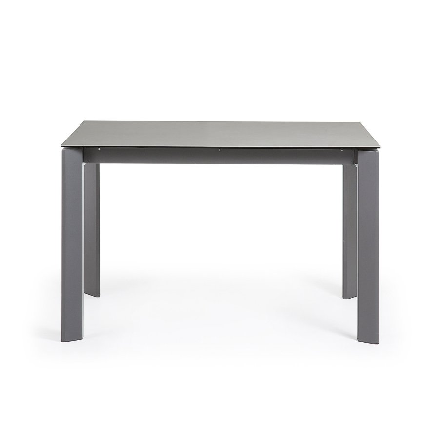 KAVE HOME Axis Esstisch, mit Butterfly-Tischplatte - Hydra Plomo Porzellan/anthrazitgrauer Stahl (120(180)