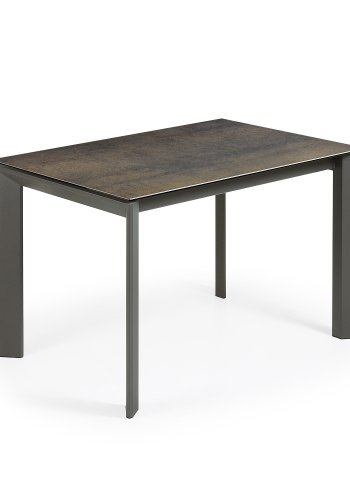 KAVE HOME Axis uttrekkbart porselensbord i Iron Moss-finish med antrasitt stlben 120 (180) cm