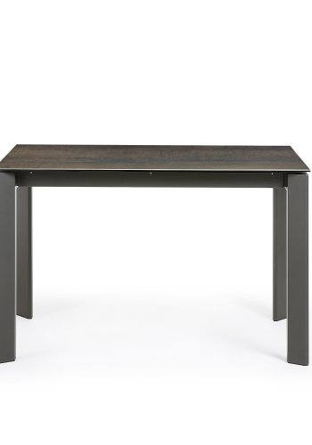 KAVE HOME Axis uttrekkbart porselensbord i Iron Moss-finish med antrasitt stlben 120 (180) cm