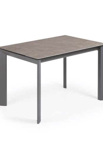 KAVE HOME Axis uttrekkbart keramikkbord i Vulcano Ceniza-finish, antrasitt stlben 120 (180) cm