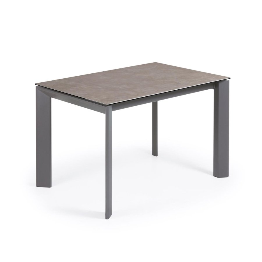 KAVE HOME Axis uttrekkbart keramikkbord i Vulcano Ceniza-finish, antrasitt stlben 120 (180) cm