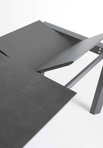 KAVE HOME Axis spisebord, med butterfly bordplate - grtt porselen og mrk grtt stl (120(180)x80)