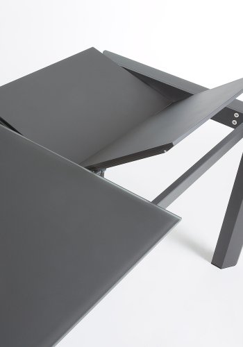 KAVE HOME Axis spisebord, med butterfly bordplate - grtt glass og mrk grtt stl (140(200)x90)