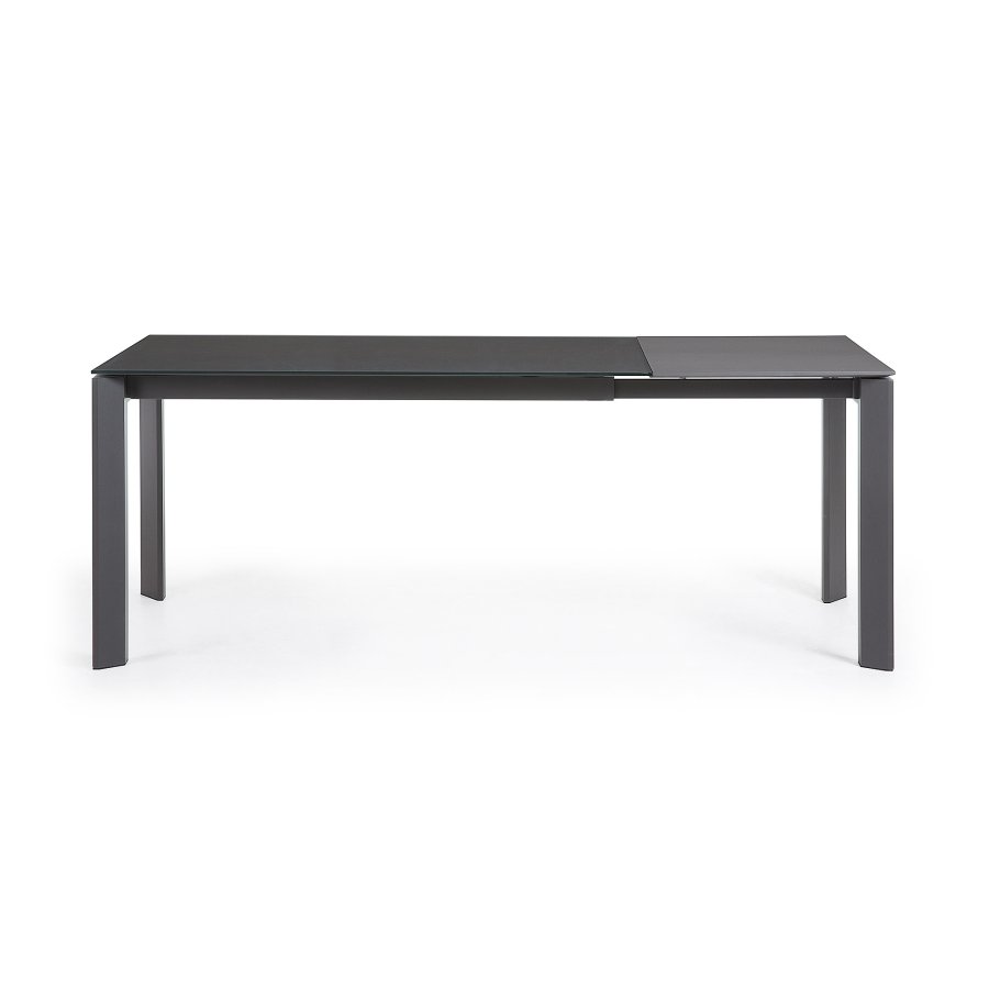 KAVE HOME Axis spisebord, med butterfly bordplate - grtt glass og mrk grtt stl (140(200)x90)