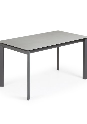 KAVE HOME Axis uttrekkbart porselensbord i Hydra Lead-finish med antrasitt stlben 140 (200) cm