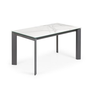 KAVE HOME Axis spisebord, m. butterflybordplade - Kalos Blanco porceln/mrkegr stl (140(200)
