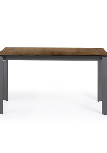KAVE HOME Axis uttrekkbart porselensbord med Iron Corten-finish og mrkegr stlben, 140 (200