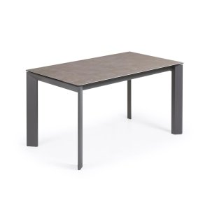 KAVE HOME Axis spisebord, m. butterflybordplade - Volcano Ash porceln/antracitgr stl (140(200)