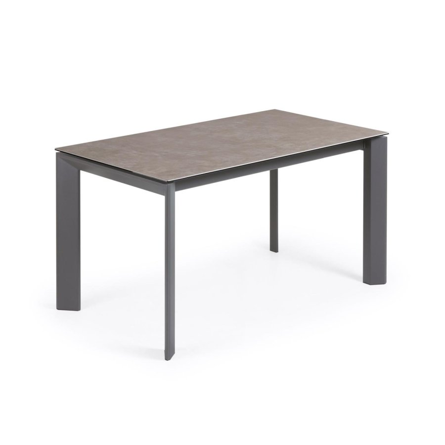 KAVE HOME Axis uttrekkbart porselensbord i antrasittfarget Volcano Ash-finish med stlben 140(200) cm