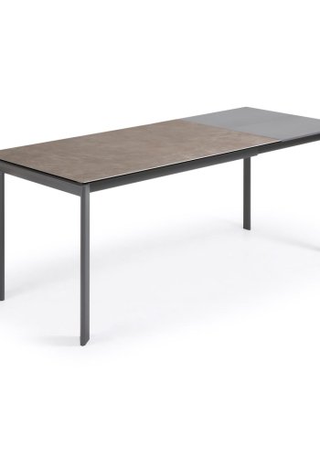 KAVE HOME Axis uttrekkbart porselensbord i antrasittfarget Volcano Ash-finish med stlben 140(200) cm